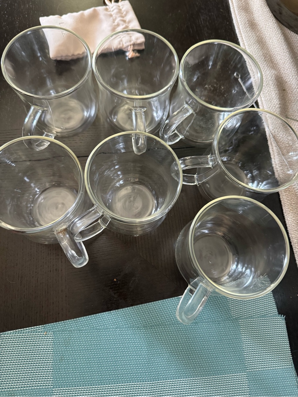 Clear Glass Coffee Mugs - Set of 7